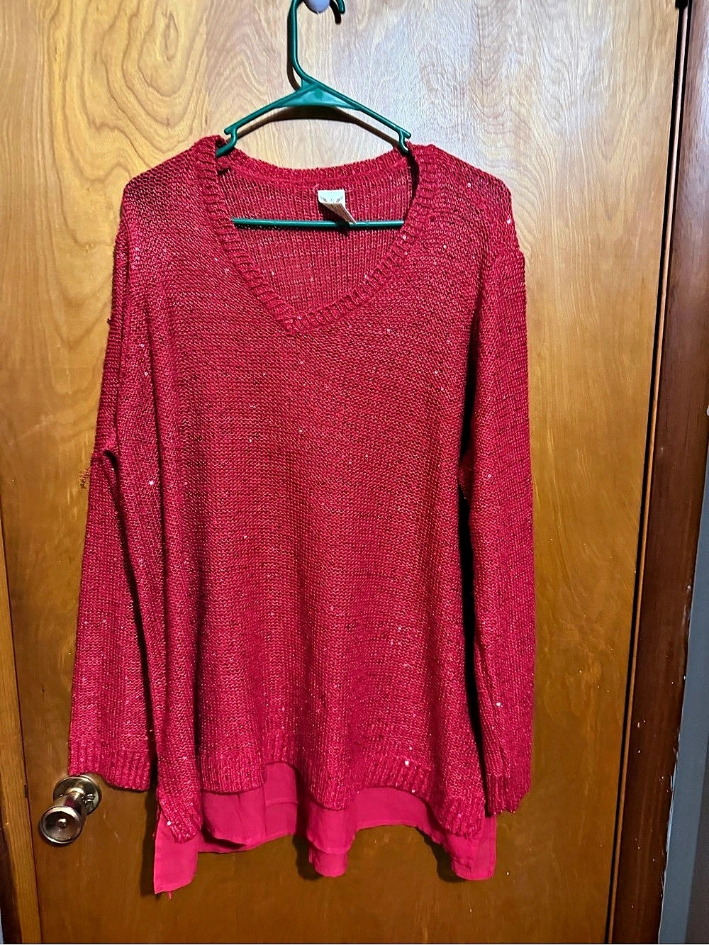 Faded Glory Red V-Neck Sweater Size 3X